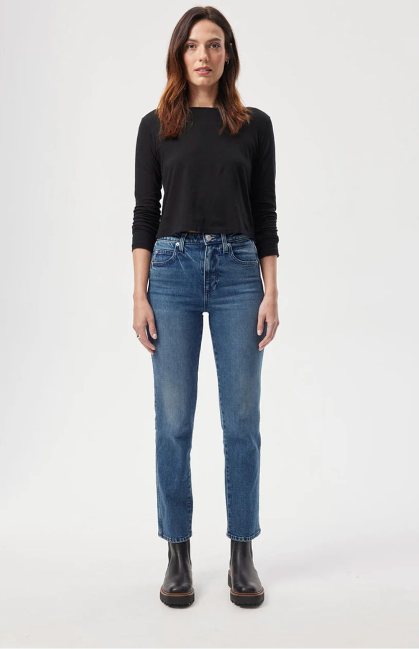 AMO NWT Evereve Chloe Crop Denim Jean in True Love Wash // 0